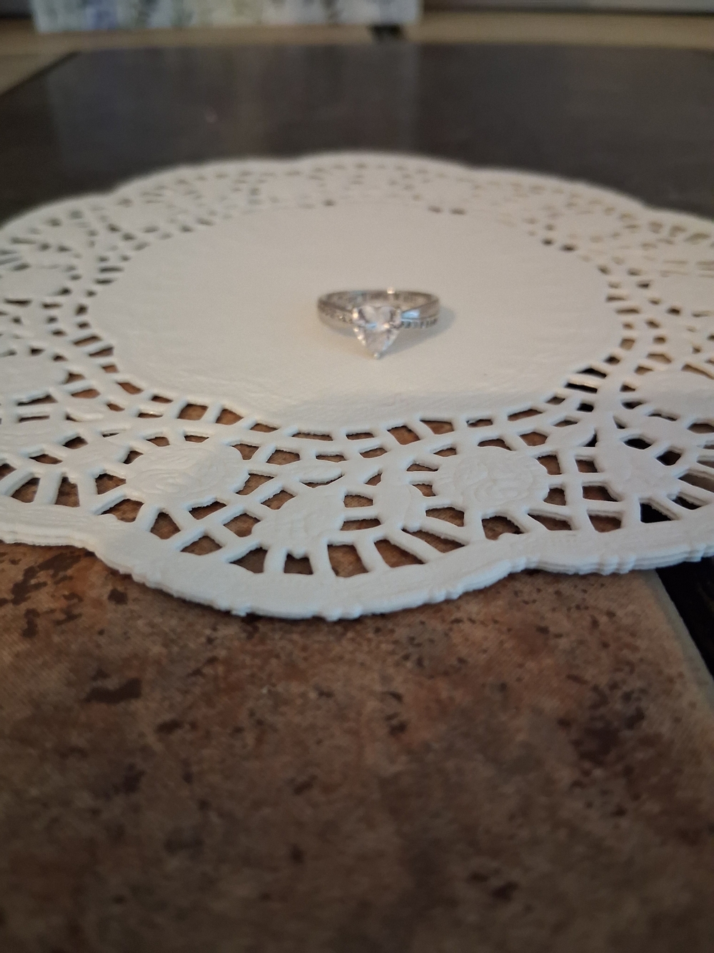 Sterling Silver Heart-Cut Ring - White